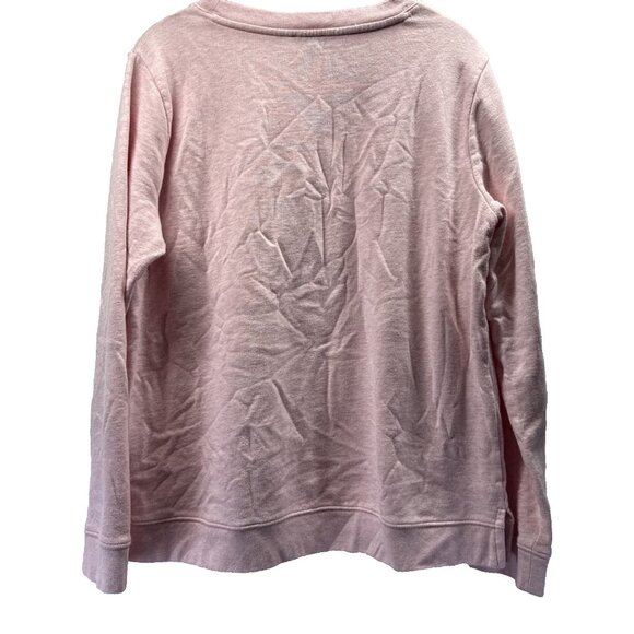 Talbots Women's Sweatshirt Size Large Solid Pink Long Sleeve Pocket Pullover - Picture 3 of 7